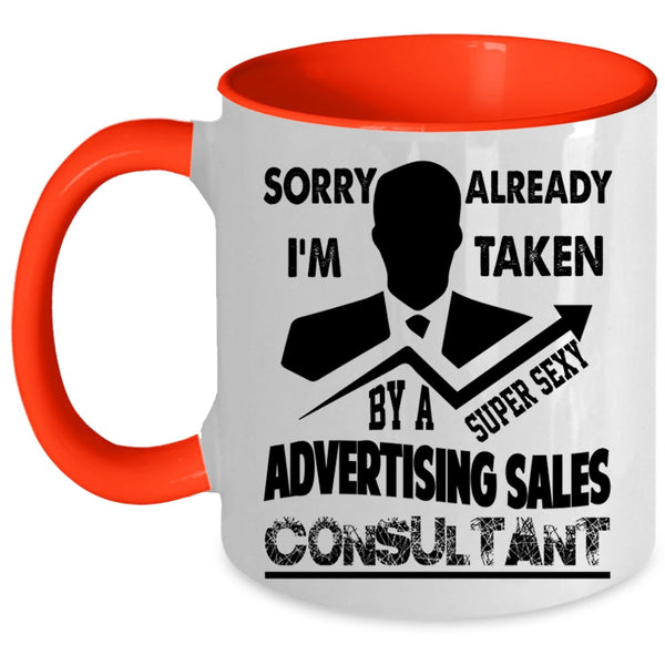 Just Married Coffee Mug, Taken By An Advertising Sales Consultant Accent Mug