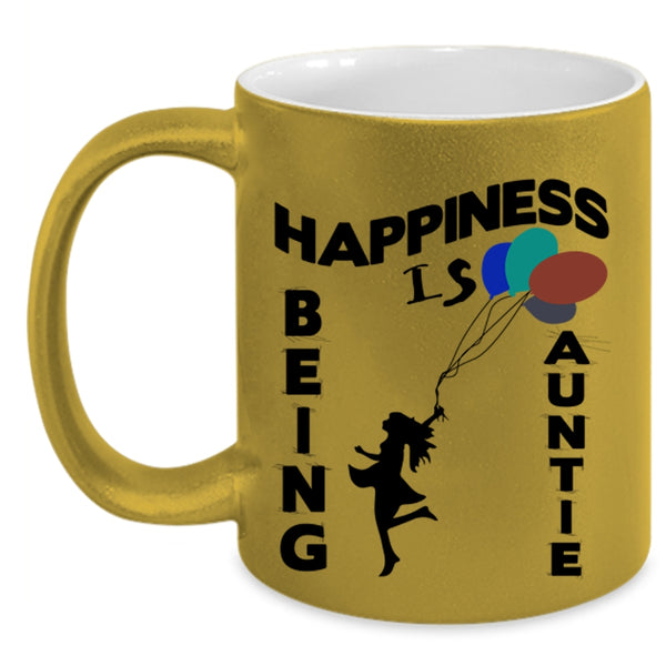 Cute Gift For My Aunt Coffee Mug, Happiness is Being Auntie Accent Mug