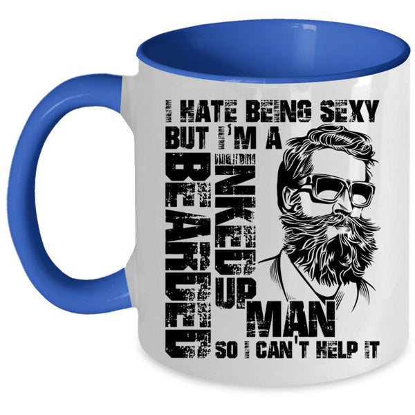 Cool Gift For My Husband Coffee Mug, I'm A Bearded Inked Up Man Accent Mug
