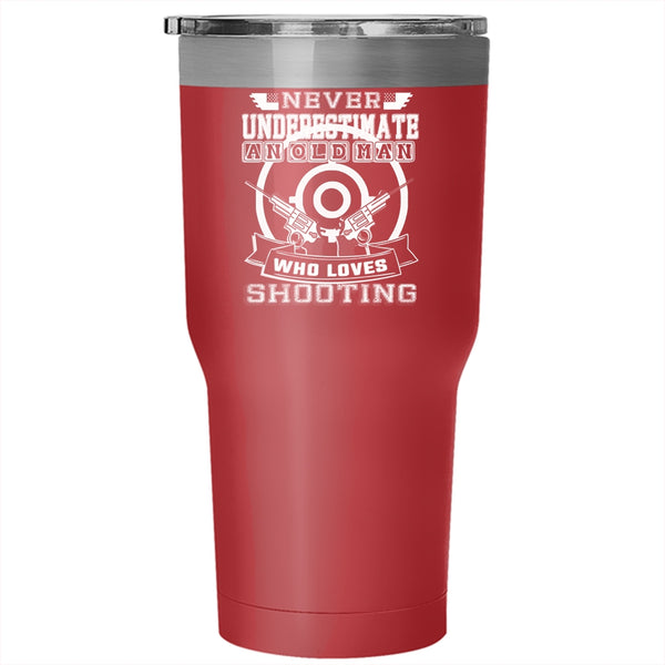 Old Man Loves Shooting Tumbler 30 oz Stainless Steel, Cool Grandfather Travel Mug