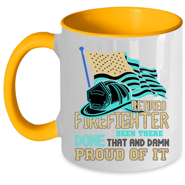Cool American Flag Coffee Mug, Retired Firefighter Accent Mug