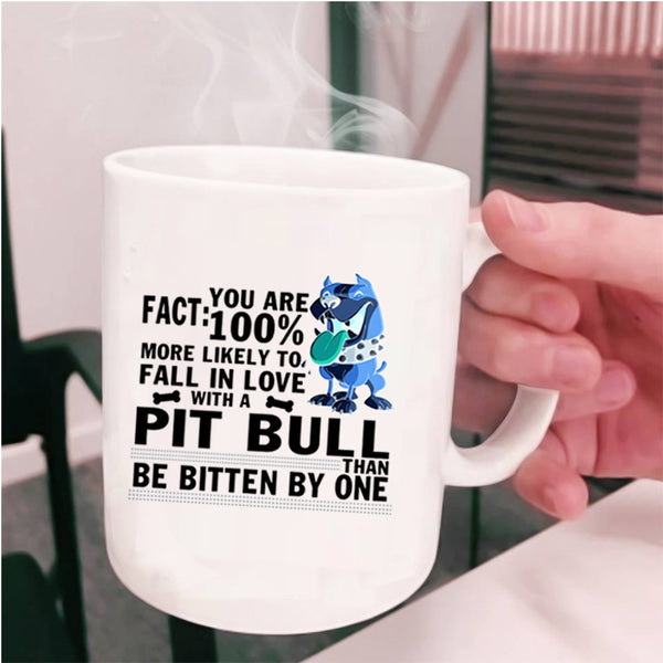 Cute Pitbull Lover Coffee Mug, Fall In Love With A Pit Bull Cup