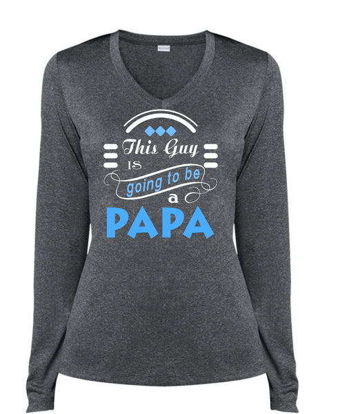 This Guy Is Going To Be A Papa T Shirt, Father's Day T Shirt (Ladies LS Heather V-Neck)