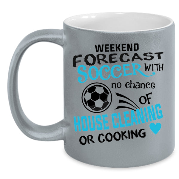Funny Gift For Soccer Player Coffee Mug, Weekend Forecast Soccer Accent Mug