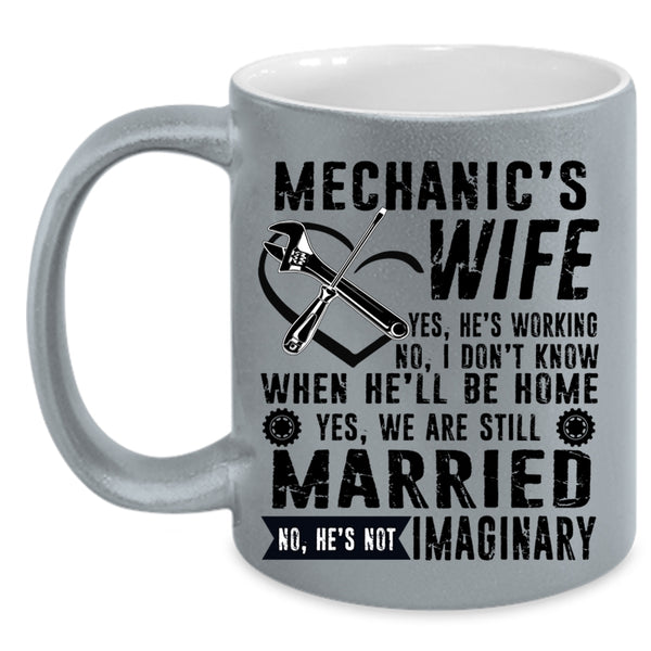 Just Married Coffee Mug, Mechanic's Wife Accent Mug
