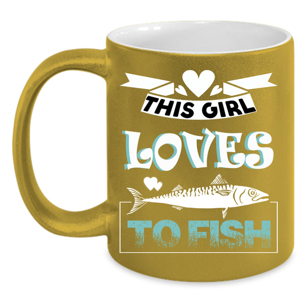 This Girl Loves To Fish Coffee Mug, Lovely Girls Coffee Cup