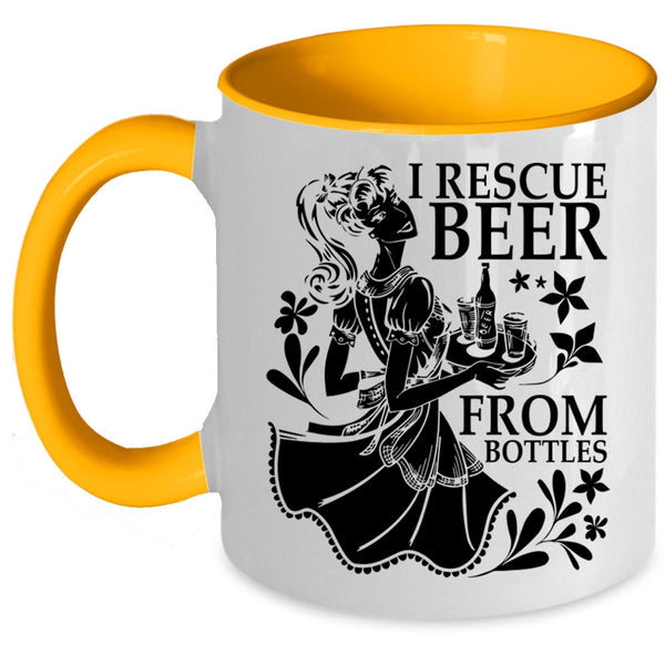 Cute Beer Drinker Coffee Mug, I Rescue Beer From Bottles Accent Mug