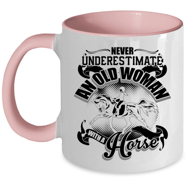 Cool Old Equestrian Coffee Mug, An Old Woman With A Horse Accent Mug