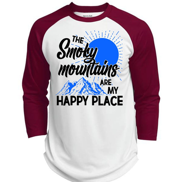 The Smoky Mountains Are My Happy Place T Shirt, I Love Hiking T Shirt, Awesome T-Shirts  (Polyester Game Baseball Jersey)