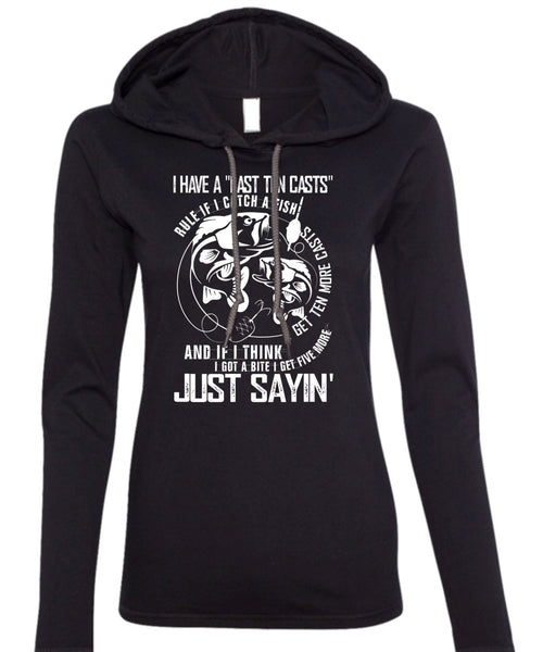 I Catch A Fish T Shirt, Being A Fisher T Shirt (Anvil Ladies Ringspun Hooded)