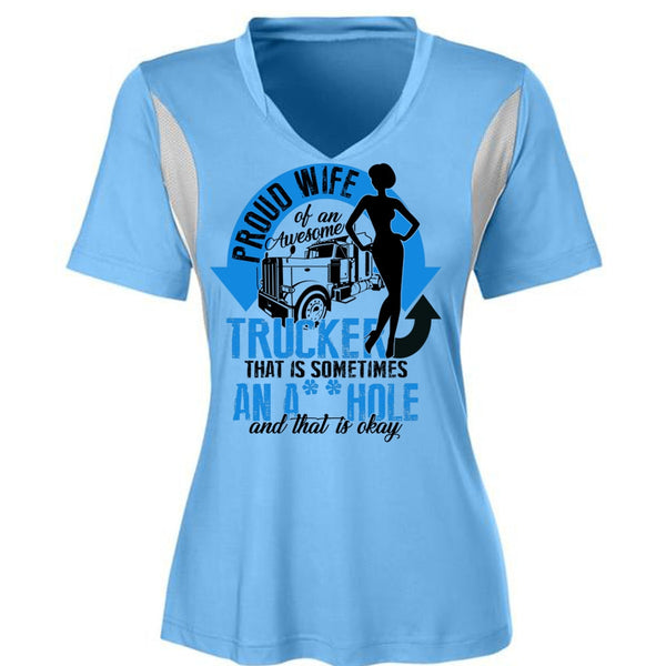 Proud Wife Of An Awesome Trucker T Shirt, I Love Trucking T Shirt, Awesome T-Shirts