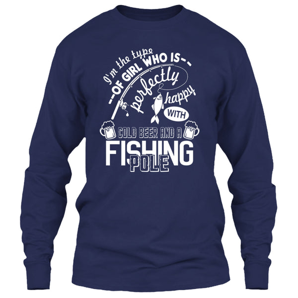 Pretty Happy With Cool Beer T Shirt, A Fishing Pole T Shirt