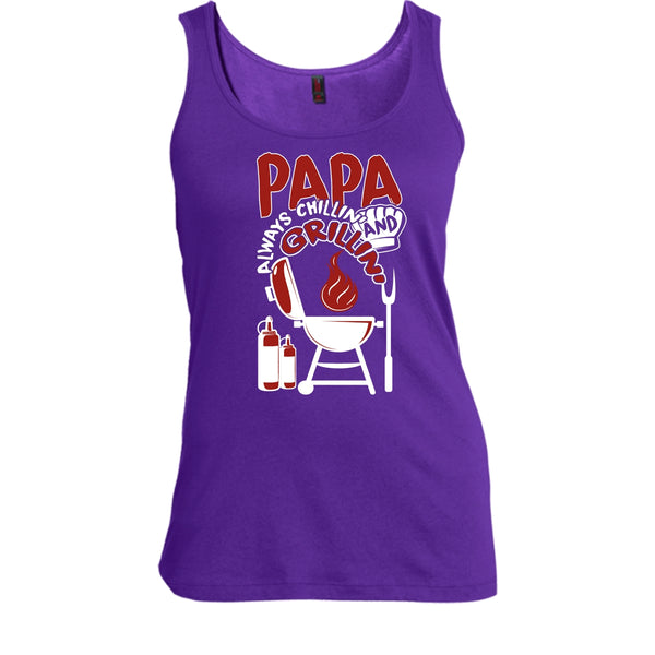 Papa Always Chikkin' T Shirt, Chilling And Grilling Tank Top