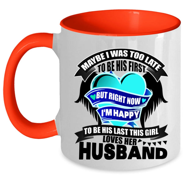 Cute Wedding Coffee Mug, This Girl Loves Her Husband Accent Mug