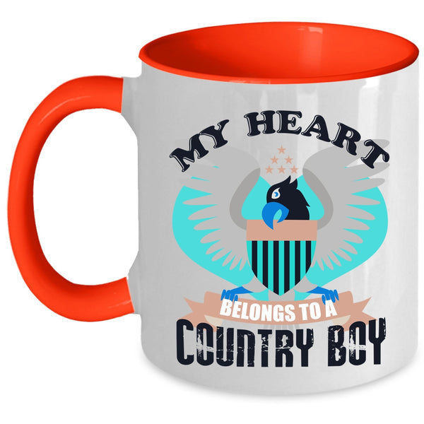 Cool Couple Coffee Mug, My Heart Belongs To A Country Boy Accent Mug