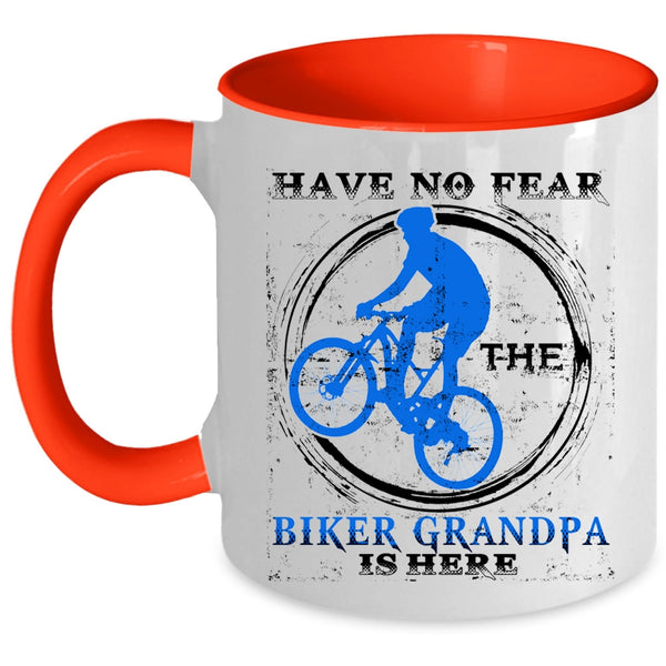 Awesome Bikers Coffee Mug, Have No Fear The Biker Grandpa Is Here Accent Mug