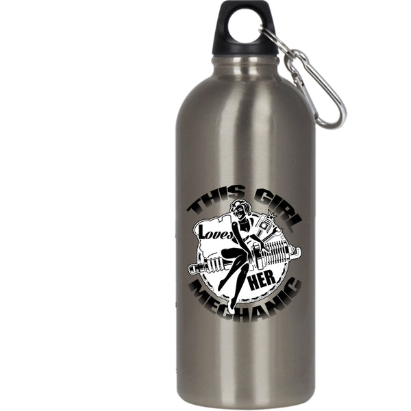 This Girl Loves Her Mechanic 20 oz Stainless Steel Bottle,Cute Gift For Mechanic's Wife Outdoor Sports Water Bottle
