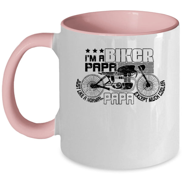 Awesome Biker Papa Coffee Mug, I'm A Biker Papa Accent Mug