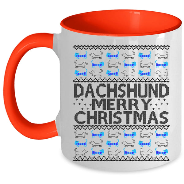 Merry Christmas Coffee Mug, Dachshund Accent Mug