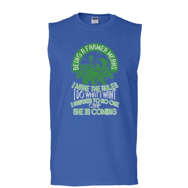 Being A Farmer T Shirt, Mean I Make The Rules T Shirt, Cool T Shirt (Men's Cotton Sleeveless)