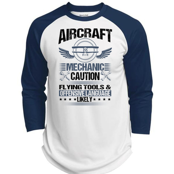Aircraft Mechanic Caution Flying Tools T Shirt, I Love Mechanic T Shirt, Awesome T-Shirts  (Polyester Game Baseball Jersey)