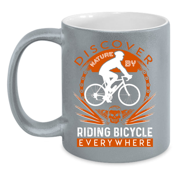 Riding Bicycle Coffee Mug, Cool Gift For Biker Coffee Cup