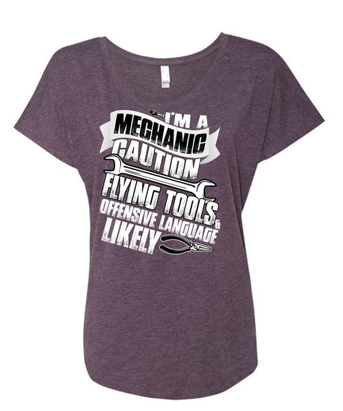 I'm A Mechanic T Shirt, Flying Tools T Shirt, Cool Shirt (Ladies' Triblend Dolman Sleeve)