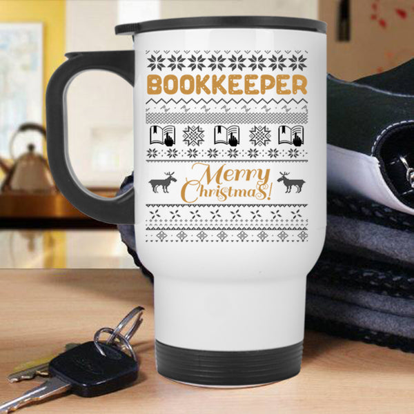 Merry Christmas Travel Mug, Bookkeeper Mug
