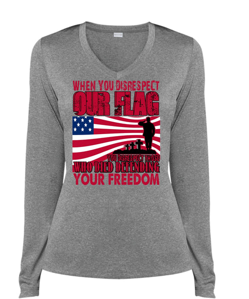Defending Your Freedom T Shirt, Being A Veteran T Shirt, Cool Shirt (Ladies LS Heather V-Neck)