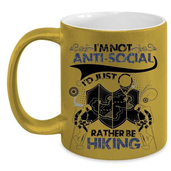 I Love Hiking Coffee Mug, I'd Just Rather Be Hiking Accent Mug