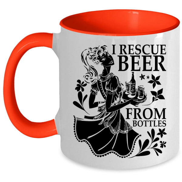 Cute Beer Drinker Coffee Mug, I Rescue Beer From Bottles Accent Mug