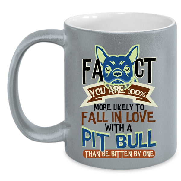 Cute Pit Bull Lovers Coffee Mug, Fall In Love With A Pit Bull Accent Mug