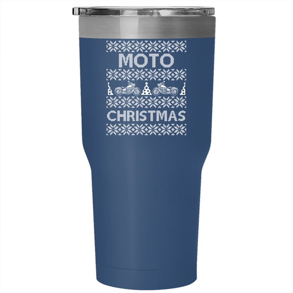 Moto Christmas Tumbler 30 oz Stainless Steel, Christmas Gift For Fireman Travel Mug