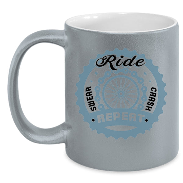 Outdoor Coffee Mug, Ride Swear Crash Repeat Accent Mug