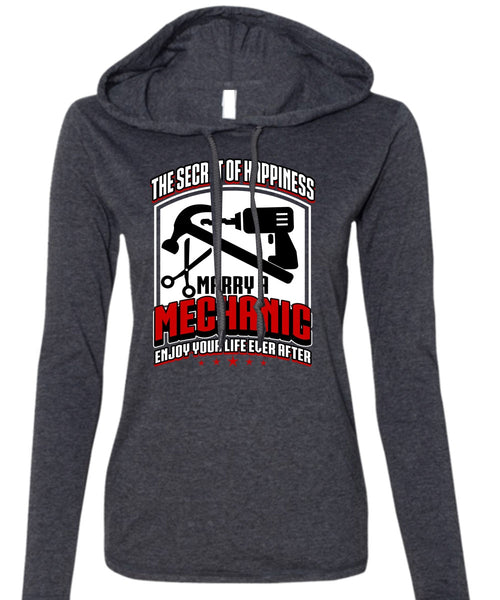 Marry A Mechanic T Shirt, Being A Mechanic T Shirt (Anvil Ladies Ringspun Hooded)