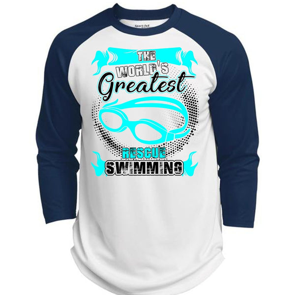 The World's Greatest Rescue Swimming T Shirt, I Love Swimming T Shirt, Awesome T-Shirts  (Polyester Game Baseball Jersey)