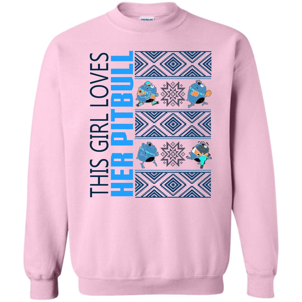 Pitbull Merry Christmas T Shirt, This Girl Loves Her Pitbull Sweatshirt