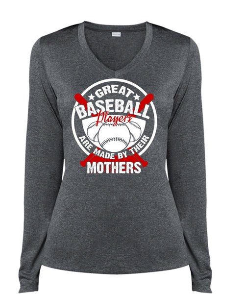 Great Baseball Player T Shirt, Being A Mother T Shirt, Cool Shirt (Ladies LS Heather V-Neck)