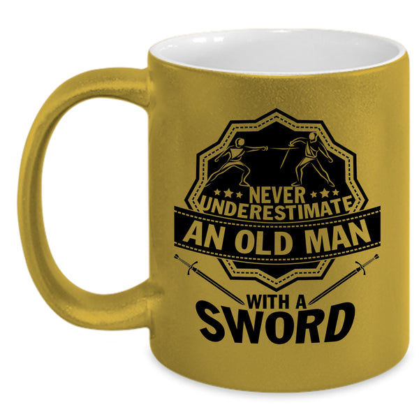 Best Grandpa Ever Coffee Mug, An Old Man With Sword Accent Mug