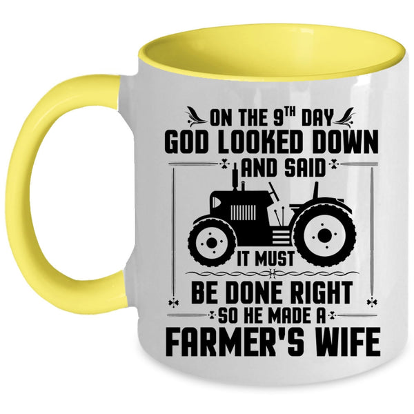 Cool Married Coffee Mug, God Made A Farmer's Wife Accent Mug