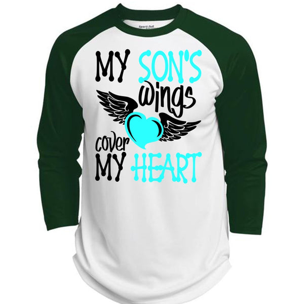 My Son's Wings Cover My Heart T Shirt, I Love Son T Shirt, Awesome T-Shirts  (Polyester Game Baseball Jersey)