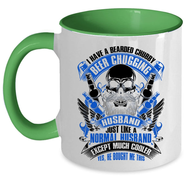 Married Coffee Mug, I Have A Bearded Chubby Beer Chugging Husband Accent Mug