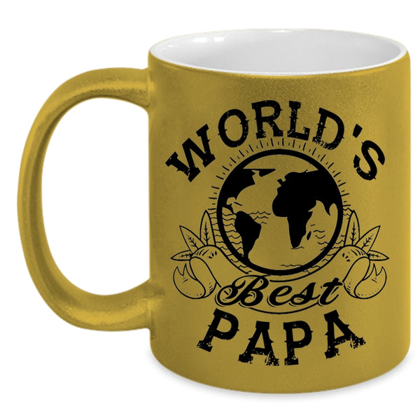 Awesome Gift For Papa Coffee Mug, World's Best Papa Accent Mug