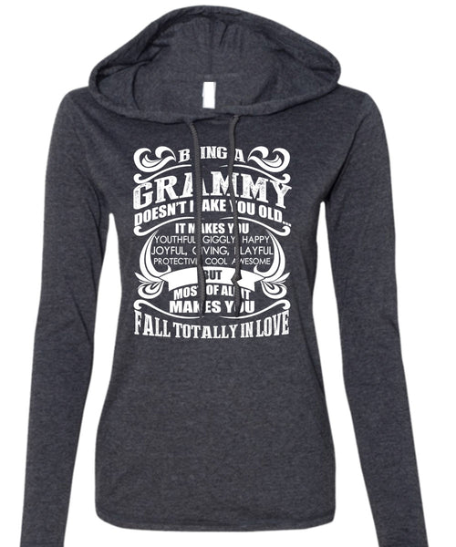 Being A Grammy T Shirt, Fall Totally In Love T Shirt (Anvil Ladies Ringspun Hooded)