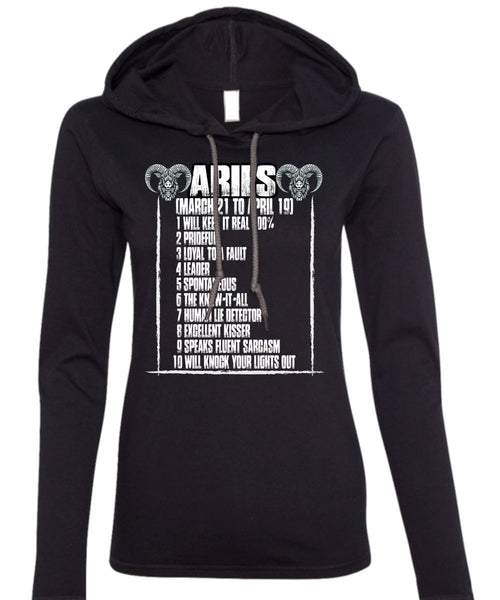 Aries Will Knock Your Lights Out T Shirt, Being An Aries T Shirt (Anvil Ladies Ringspun Hooded)