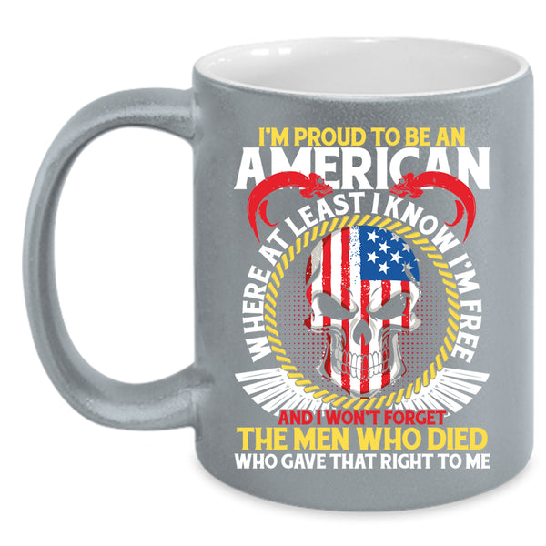 I'm Proud To Be An American Coffee Mug, Cool American Flag Coffee Cup