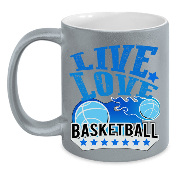 Cute Basketball Player Coffee Mug, Live Love Basketball Accent Mug