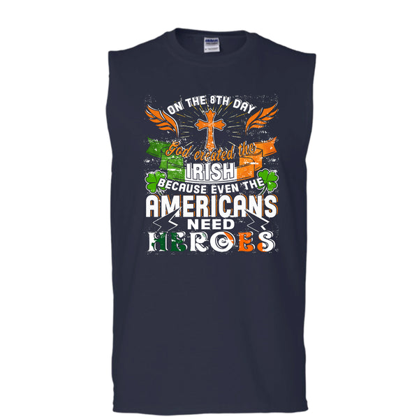 On The 8Th Day T Shirt, God Created The Irish T Shirt, Cool T Shirt (Men's Cotton Sleeveless)