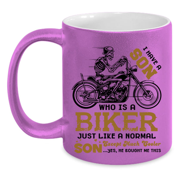 Best Gift For My Son Coffee Mug, My Son Is A Biker Accent Mug