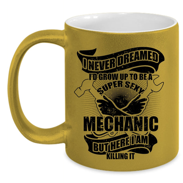 I Raise A Mechanic Coffee Mug, I'd Grow Up To Be A Mechanic Accent Mug